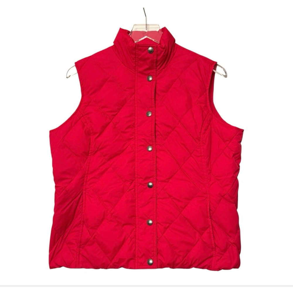 Lands' End Women's Red Quilted Puffer Vest MP 10 / 12 Snap Front - Picture 2 of 9
